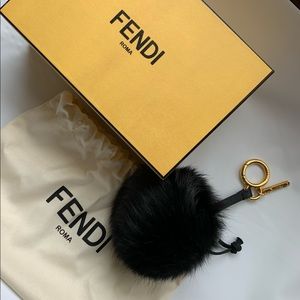 Fendi Black Fur Pom Pom Keychain